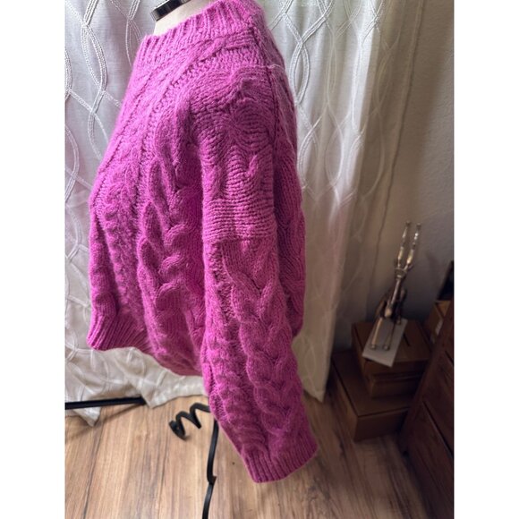 Oversized Chunky Cable Knit Sweater Cotton Blend Goodnight Macaroon O/S Comfy - Picture 11 of 13